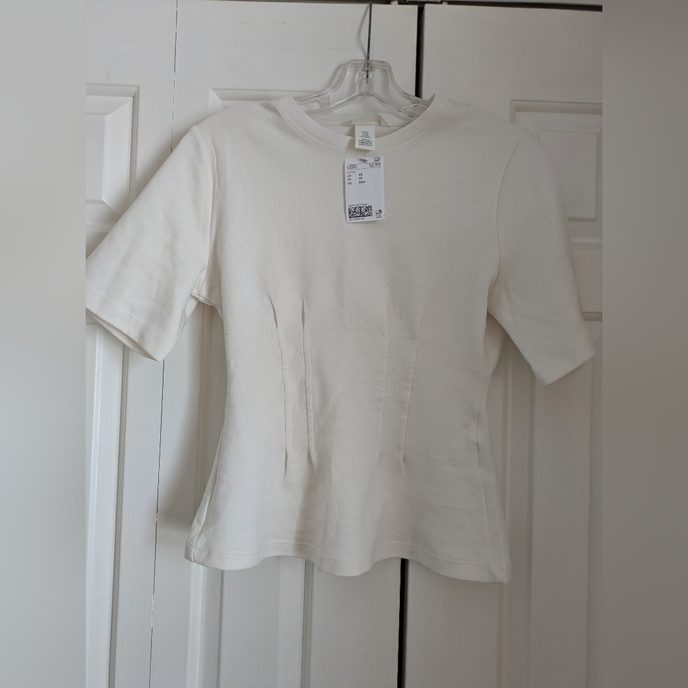 H&M Classic Cream Short Sleeve Shirt